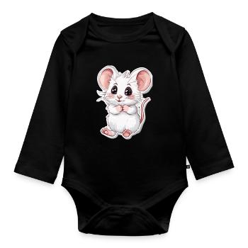 mouse - Organic Longsleeve Baby Bodysuit - black - Front