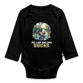 Ducks Duck - Organic Longsleeve Baby Bodysuit - black - Front