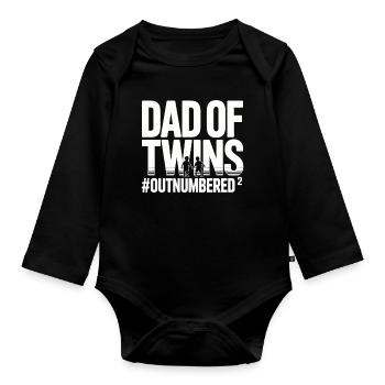 Dad of Twins – Funny Dad Design Twins - Organic Longsleeve Baby Bodysuit - black - Front