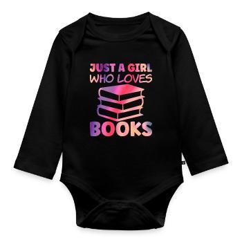 Juste une fille qui aime les livres - Body Bébé bio manches longues - noir - Devant