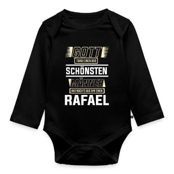 Rafael the Most Beautiful Man Shaped by God Design - Organic Longsleeve Baby Bodysuit - black - Front