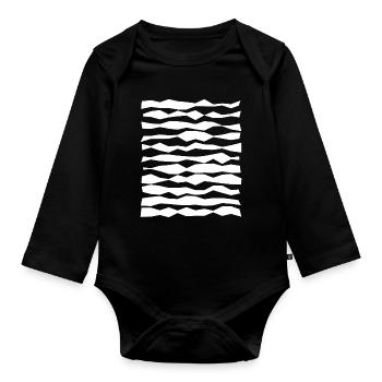 Monochrome Zickzack-Streifen - Baby Bio-Langarm-Body - Schwarz - Vorne