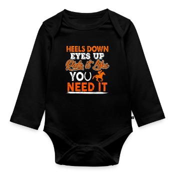 Ride Like You Need It Jockey Motivation Quote - Baby Bio-Langarm-Body - Schwarz - Vorne