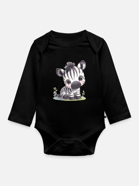 Zebras Zebra - Baby Bio-Langarm-Body - Schwarz