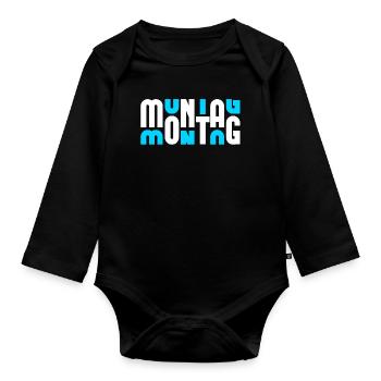 Motiv Montag Weiß/Cyan - Baby Bio-Langarm-Body - Schwarz - Vorne