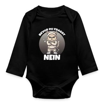 Avant que vous ne demandiez : Non - Body Bébé bio manches longues - noir - Devant