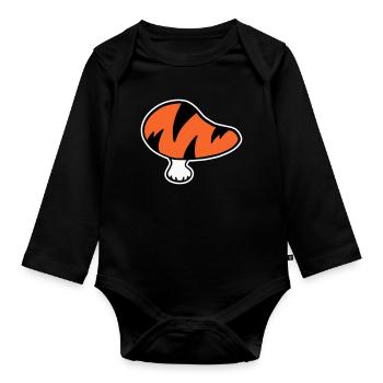 Logo champignon tigre STICK Variante - Body Bébé bio manches longues - noir - Devant