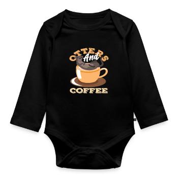 Kaffee Seeotter Cartoon - Baby Bio-Langarm-Body - Schwarz - Vorne