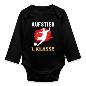 Promotion 1st Grade Back to School Football Red - Organic Longsleeve Baby Bodysuit - black - Front