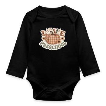 Love Preschool Thanksgiving Colorful Fall Leaves - Organic Longsleeve Baby Bodysuit - black - Front
