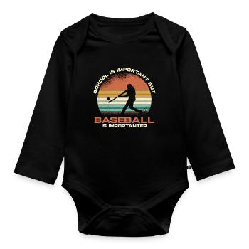 Retro Baseball Humor Sonnenuntergang - Baby Bio-Langarm-Body - Schwarz - Vorne