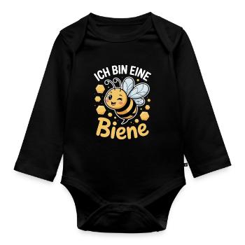 I'm a Bee Carnival Costume - Organic Longsleeve Baby Bodysuit - black - Front