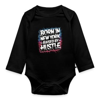 Né à New York – Hustle Streetstyle - Body Bébé bio manches longues - noir - Devant