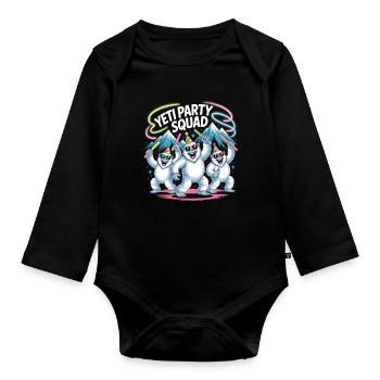 Yeti Party Squad – Lustiges Winter Partyshirt - Baby Bio-Langarm-Body - Schwarz - Vorne