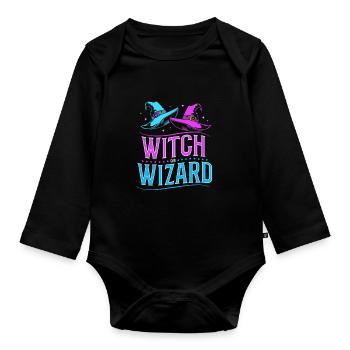 Gender Reveal Halloween - Organic Longsleeve Baby Bodysuit - black - Front
