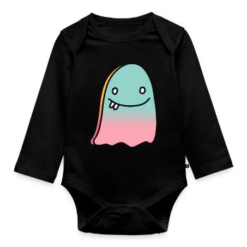 Geist doodle gradient - Baby Bio-Langarm-Body - Schwarz - Vorne