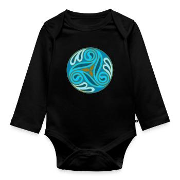 Sphère celte Bleue - Body Bébé bio manches longues - noir - Devant