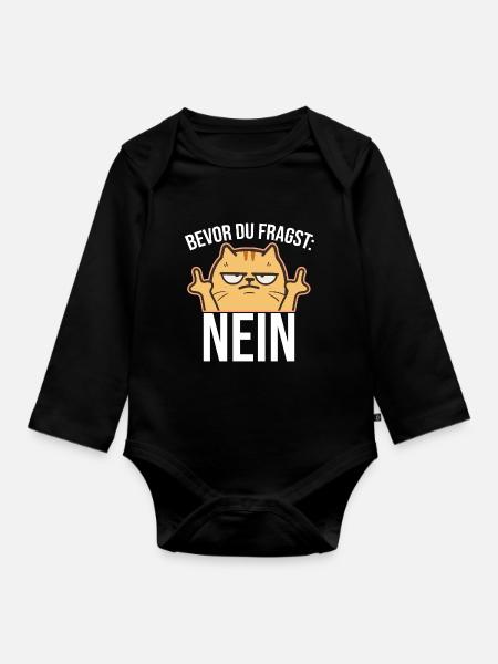 Mittelfinger Katze - Baby Bio-Langarm-Body - Schwarz