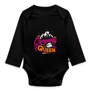 Camping Queen - Organic Longsleeve Baby Bodysuit - black - Front