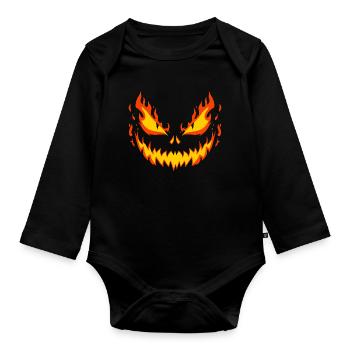 Inferno-Schädelgrinsen - Baby Bio-Langarm-Body - Schwarz - Vorne