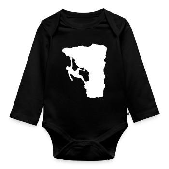 Climber on the ledge - Organic Longsleeve Baby Bodysuit - black - Front