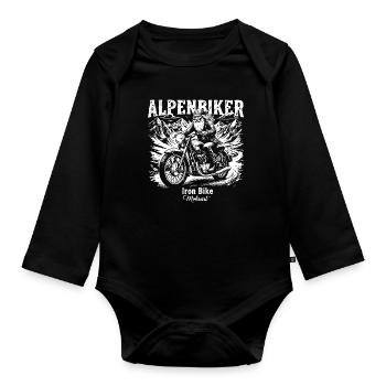 Alpenbiker Eisenbike Vue sur la montagne - Body Bébé bio manches longues - noir - Devant