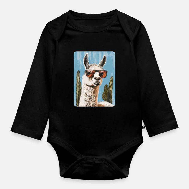 lama - Body Bébé bio manches longues - noir