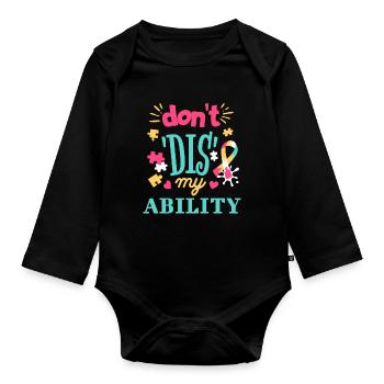 Acceptance instead of prejudice - Organic Longsleeve Baby Bodysuit - black - Front