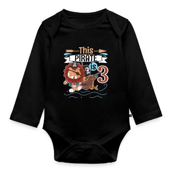 3ème anniversaire Pirate - Body Bébé bio manches longues - noir - Devant