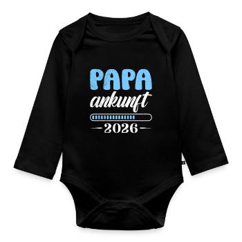 Papa à devenir papa ARRIVÉE 2026 Drôle - Body Bébé bio manches longues - noir - Devant