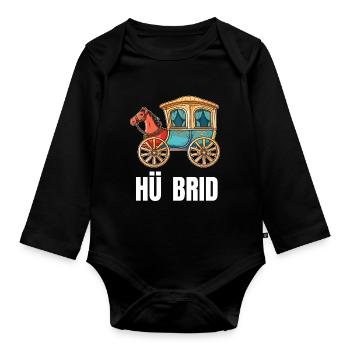 Hü Brid - Lustiges Hybrid Auto - Pferd - Baby Bio-Langarm-Body - Schwarz - Vorne