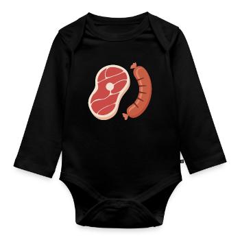 Grill - Organic Longsleeve Baby Bodysuit - black - Front