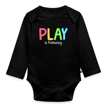 Jouer, c’est apprendre, préscolaire, préscolaire, maternelle - Body Bébé bio manches longues - noir - Devant