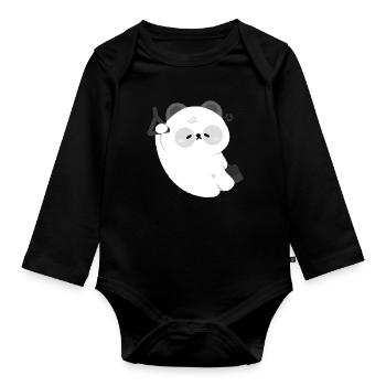 T-shirt Sleepy Panda Kawaii - Body Bébé bio manches longues - noir - Devant