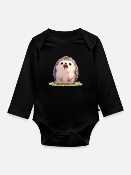 Igel - Baby Bio-Langarm-Body - Schwarz