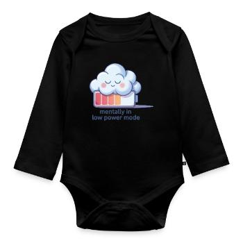 Humour numérique – Mentalement en mode basse consommation - Body Bébé bio manches longues - noir - Devant
