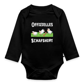 Offizielles Schafshirt Lämmer Trio - Baby Bio-Langarm-Body - Schwarz - Vorne