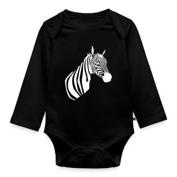 Zebra T-shirt  - Baby Bio-Langarm-Body - Schwarz - Vorne