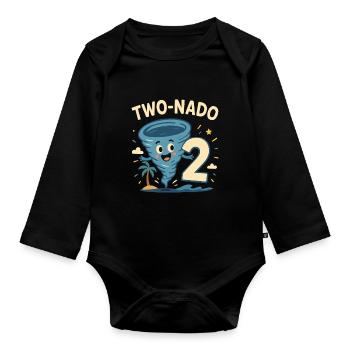 TWO NADO 2 Cadeau de fête d’anniversaire - Body Bébé bio manches longues - noir - Devant