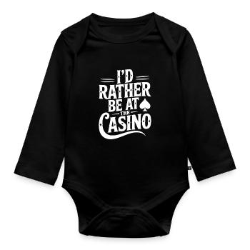 Ich wäre lieber im Casino - Baby Bio-Langarm-Body - Schwarz - Vorne