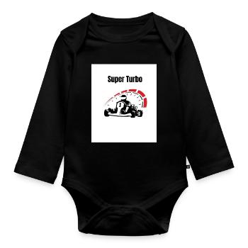 Super Turbo Kart Vitesse Retro - Body Bébé bio manches longues - noir - Devant