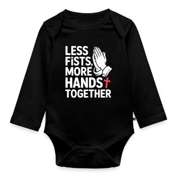 Moins de poings, plus de mains ensemble Prière - Body Bébé bio manches longues - noir - Devant