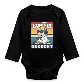 Unicorn Queen Gamble - Organic Longsleeve Baby Bodysuit - black - Front