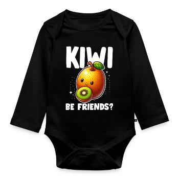 Kiwi Komplize - Baby Bio-Langarm-Body - Schwarz - Vorne