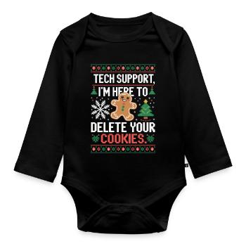 Dicton de cookie du support technique - Body Bébé bio manches longues - noir - Devant