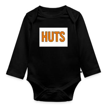 Typographie orange audacieuse des huttes - Body Bébé bio manches longues - noir - Devant