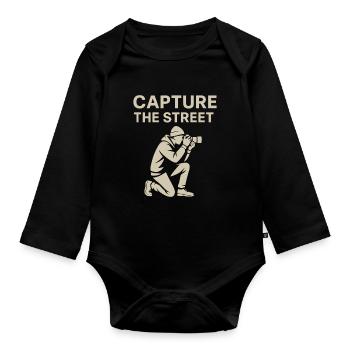 Capture the Street – Street Photography Shirt - Organic Longsleeve Baby Bodysuit - black - Front