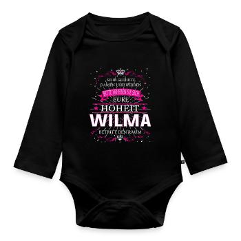 Eure Hoheit Wilma betritt den Raum - Baby Bio-Langarm-Body - Schwarz - Vorne