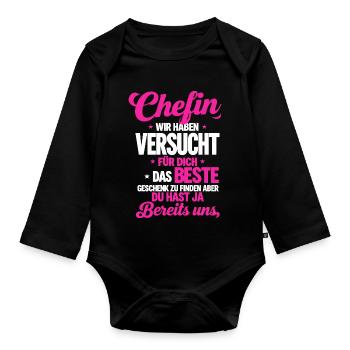 Chefin Wir Haben Versucht Finden - Organic Longsleeve Baby Bodysuit - black - Front