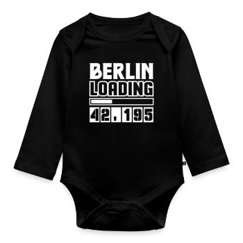 Berlin Loading 42,195 - Organic Longsleeve Baby Bodysuit - black - Front